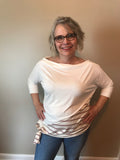 Jillian Mauve and Ivory Three Quarter Sleeve Top