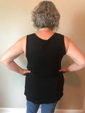 Mindy Black Tank with Chiffon Ruffle