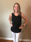Mindy Black Tank with Chiffon Ruffle