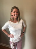 Jillian Mauve and Ivory Three Quarter Sleeve Top