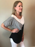 Micci Black, Gray, and Ivory Color Block Top