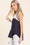 Monica Navy and Floral Sleeveless Top