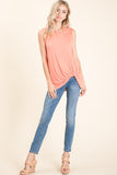 Tina Light Coral Sleeveless Top with Side Knot Detail