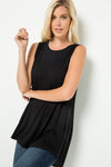 Sasha Sleeveless Solid Front Top with Pleated Back
