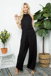 Lindsey Black Sleeveless Jumpsuit with Side Pockets