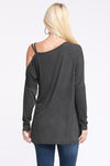 Maddie Charcoal One Side Open Shoulder Top