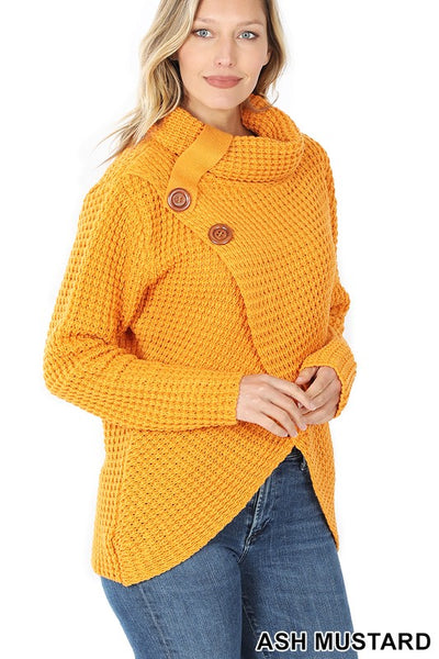 Button detail wrap sweater sale