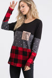 Molly Long Sleeve Plaid Color Block Top