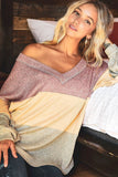 Stacey Color Block V-neck Sweater