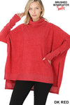 Renee Brushed Melange Cowl Neck Oversized Poncho Sweater