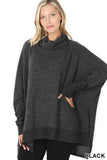 Renee Brushed Melange Cowl Neck Oversized Poncho Sweater