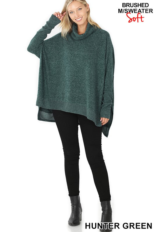 Renee Brushed Melange Cowl Neck Oversized Poncho Sweater – Betty