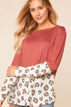 Megan Hacci Color Block Leopard Print Sweater