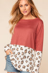 Megan Hacci Color Block Leopard Print Sweater