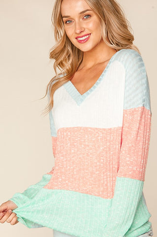 Harper Color Block V-Neck Sweater