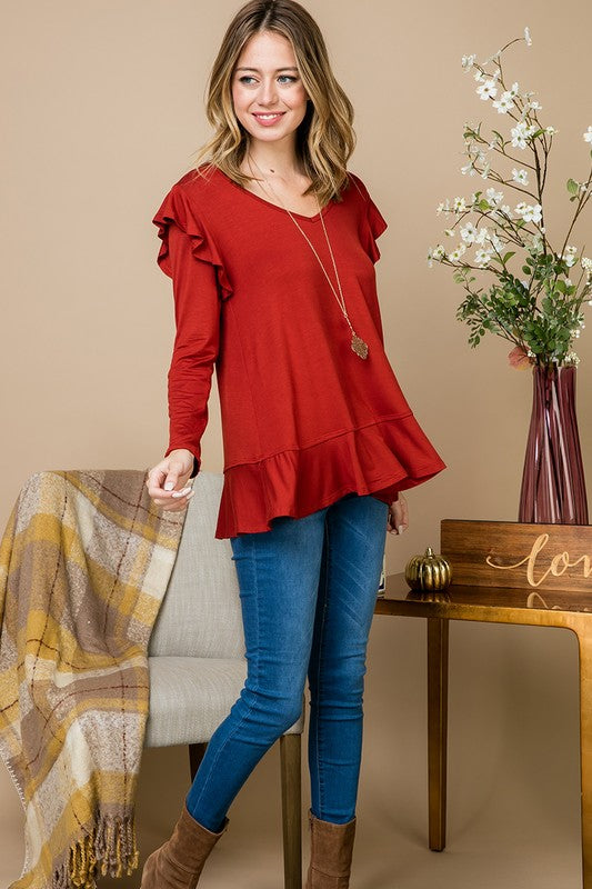 Sara Rust Sara Rust Long sleeve top – Betty Jane Boutique