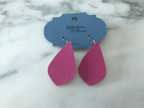 Pink Textured Pointed Teardrop Earrings