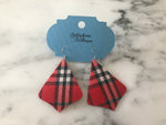 Red Plaid Exaggerated Pointed Teardrop Earring