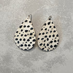 Black and White Dalmatian Print Teardrop Earrings
