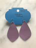 Lilac Pointed Teardrop Leather Earrings