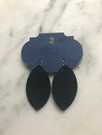 Midnight Marquise Leather Earrings