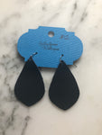 Midnight Pointed Teardrop Leather Earrings
