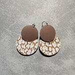 White Floral Leather Backed Cork Earrings