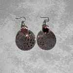 Gray and Rose Gold Foil Leather Earrings