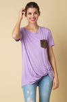 Sam Lavender Short Sleeve Top with Knot Detail