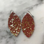 Frosted Red Iridescent Glitter Faux Leather Earrings