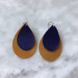 Purple Leather Teardrop with Mustard Suede Accent