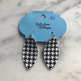 Houndstooth Marquise Faux Leather Earring