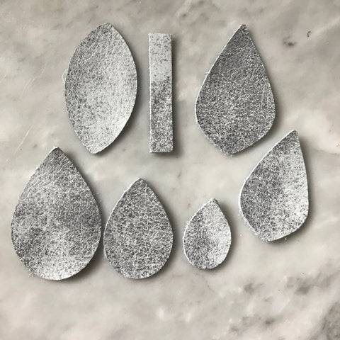 Silver Smoke Leather Earrings