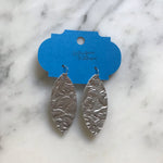 Silver Metallic Embossed Marquise Leather Earring