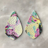 Pastel Marbled Faux Leather Earrings