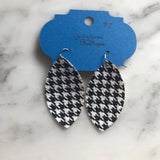 Houndstooth Marquise Faux Leather Earring