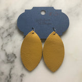 Mustard Marquise Leather Earrings