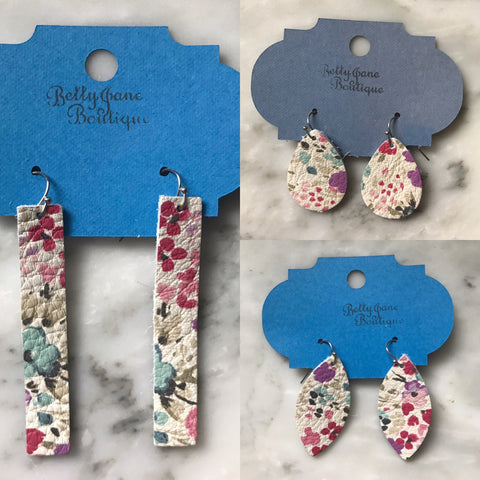 Watercolor Floral Leather Earrings