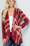 Samantha Red Plaid Open Front Cardigan
